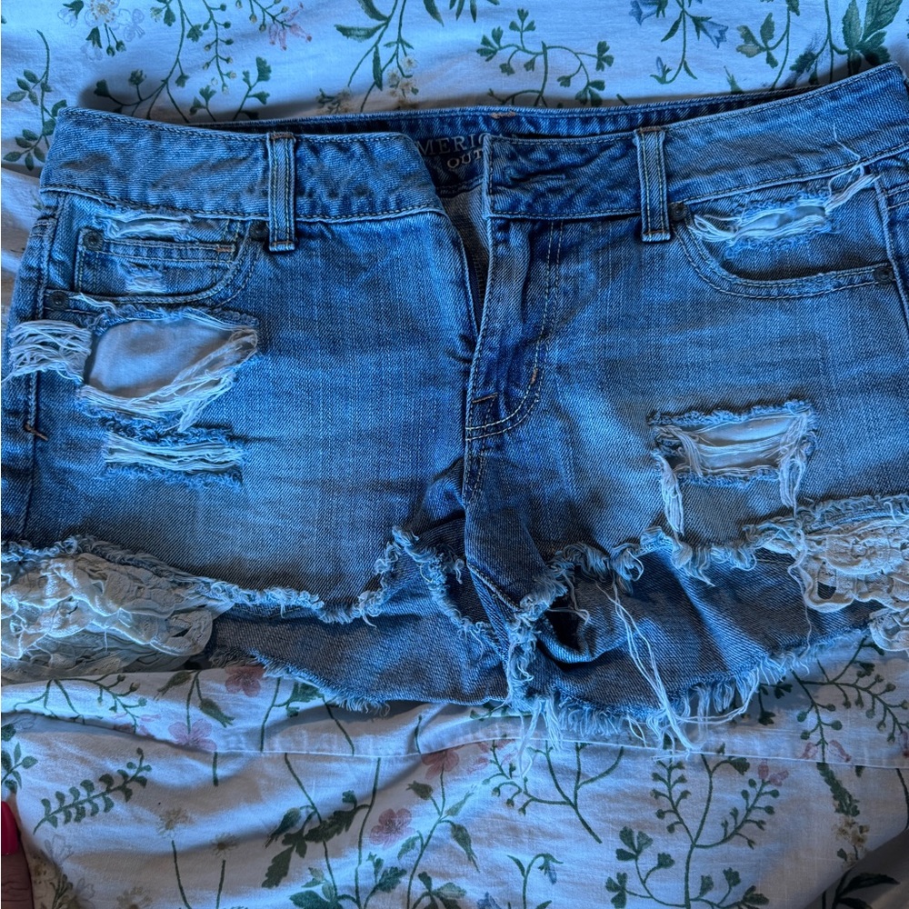American Eagle Outfitters Ripped Blue Jean Shorts